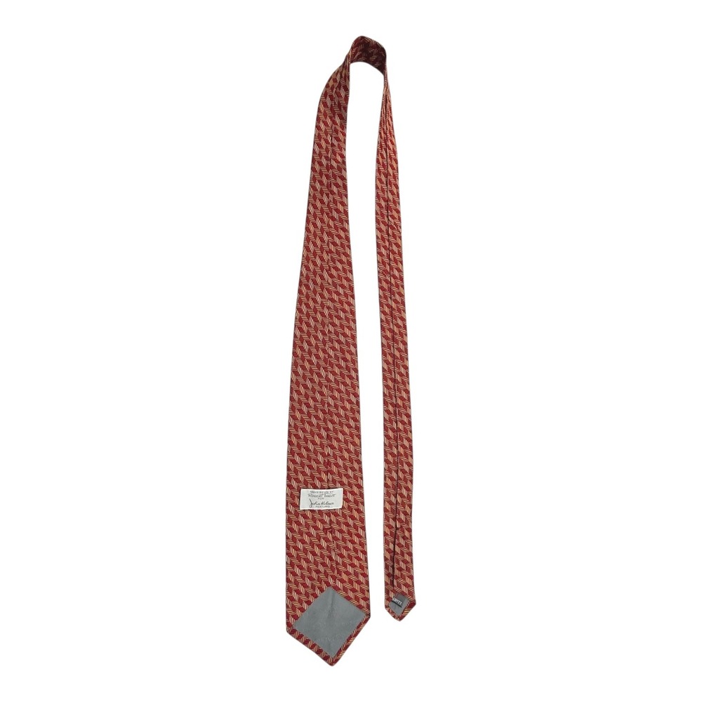 Vtg Robert Talbott For John Helmer‎ Hand Sewn 100% Silk Tie Red Gold Herringbone - Picture 5 of 7